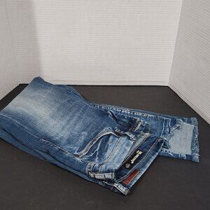 BLANKNYC Jeans Women's Size 29 Raw Hem Distressed Zip Straight Medium Wash Blue